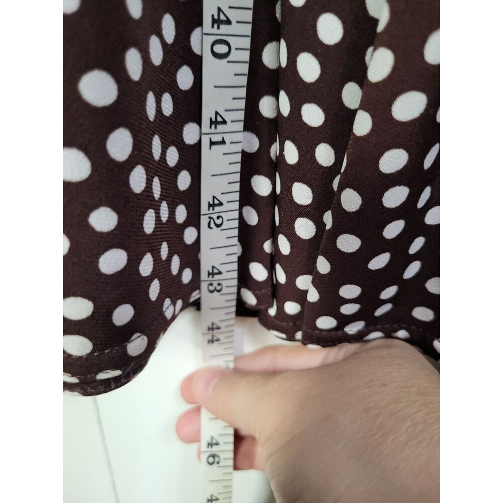 R & K Originals Petite SZ 6P Vintage Polka Dot Brown White Dress Classic Mature - Picture 5 of 7